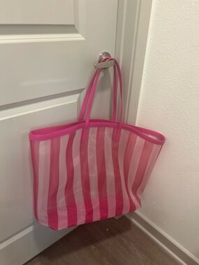 Mark and Graham Pink Striped Women's Tote Bag